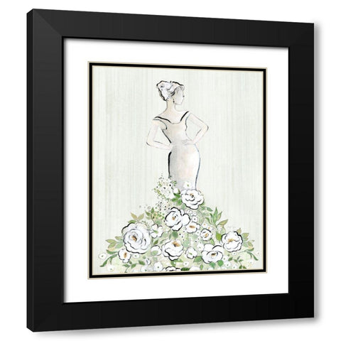 Fashion Floral Figurative Black Modern Wood Framed Art Print with Double Matting by Tava Studios