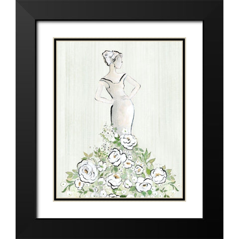 Fashion Floral Figurative Black Modern Wood Framed Art Print with Double Matting by Tava Studios