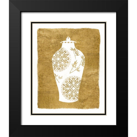 Golden Urn II Black Modern Wood Framed Art Print with Double Matting by Tava Studios