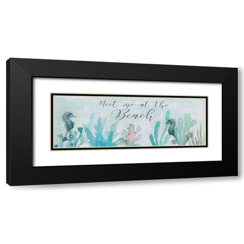 Seahorses and Coral Black Modern Wood Framed Art Print with Double Matting by Jill, Susan
