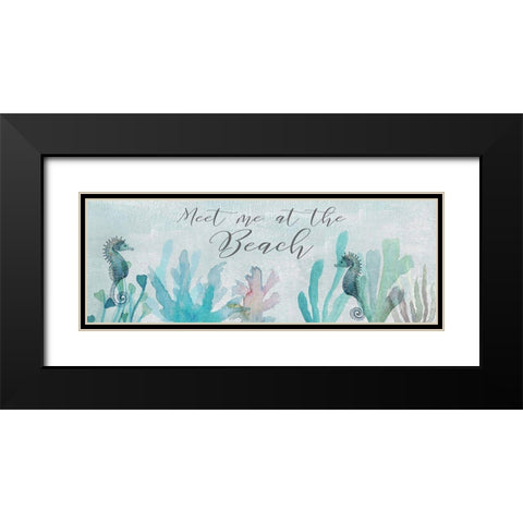 Seahorses and Coral Black Modern Wood Framed Art Print with Double Matting by Jill, Susan