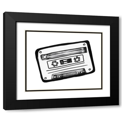 Cassette Sketch Black Modern Wood Framed Art Print with Double Matting by Tava, Alexandria