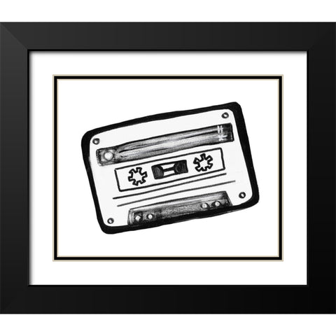 Cassette Sketch Black Modern Wood Framed Art Print with Double Matting by Tava, Alexandria