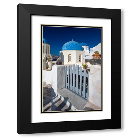 Santorini Sidewalk Black Modern Wood Framed Art Print with Double Matting by Delimont, Danita