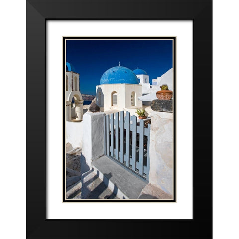 Santorini Sidewalk Black Modern Wood Framed Art Print with Double Matting by Delimont, Danita