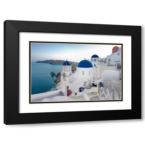 Santorini Sunrise Black Modern Wood Framed Art Print with Double Matting by Delimont, Danita