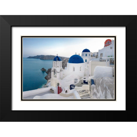 Santorini Sunrise Black Modern Wood Framed Art Print with Double Matting by Delimont, Danita