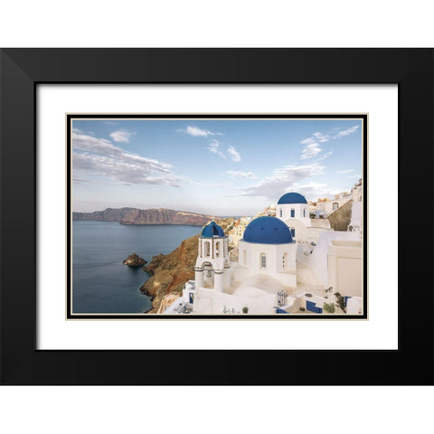 Santorini View Black Modern Wood Framed Art Print with Double Matting by Delimont, Danita