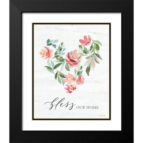 Paradise Floral Heart Black Modern Wood Framed Art Print with Double Matting by Brockmon, Kristen