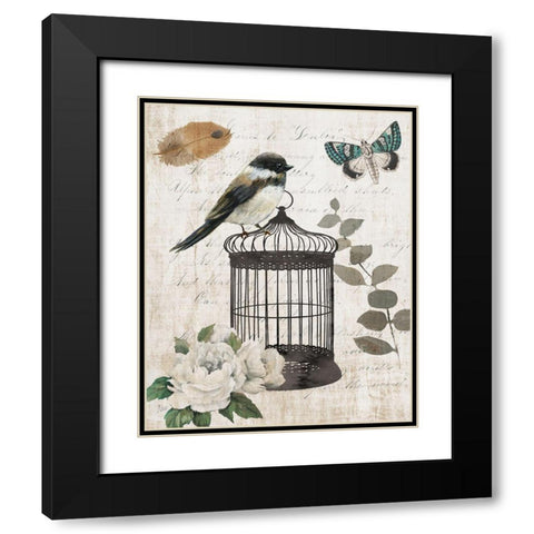 Vintage Menagerie I Black Modern Wood Framed Art Print with Double Matting by Nan