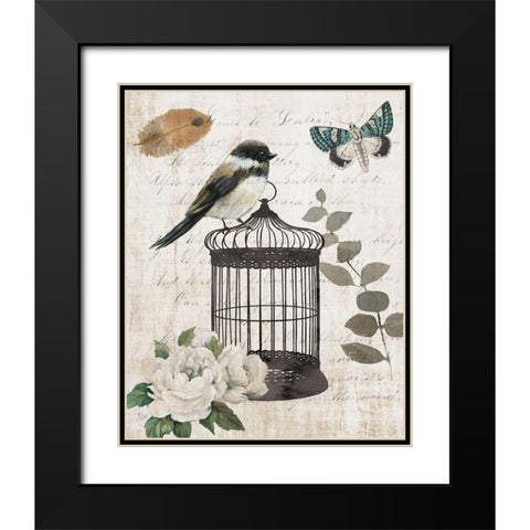 Vintage Menagerie I Black Modern Wood Framed Art Print with Double Matting by Nan