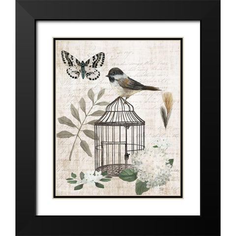 Vintage Menagerie II Black Modern Wood Framed Art Print with Double Matting by Nan