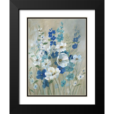 Blue Garden I Black Modern Wood Framed Art Print with Double Matting by Robinson, Carol