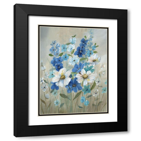 Blue Garden II Black Modern Wood Framed Art Print with Double Matting by Nan