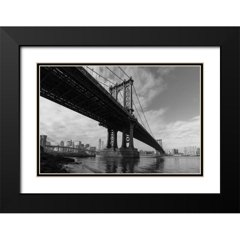 Manhattan Bridge Black Modern Wood Framed Art Print with Double Matting by Delimont, Danita