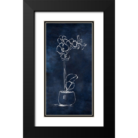 Indigo Orchid I Black Modern Wood Framed Art Print with Double Matting by Tava Studios
