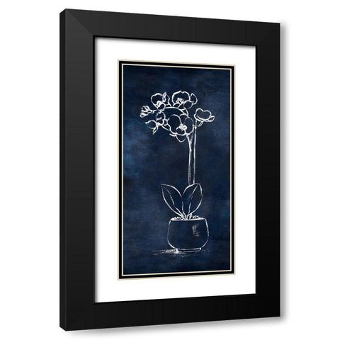 Indigo Orchid II Black Modern Wood Framed Art Print with Double Matting by Tava Studios