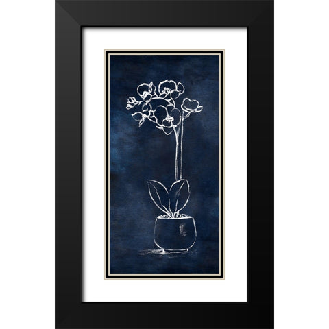 Indigo Orchid II Black Modern Wood Framed Art Print with Double Matting by Tava Studios