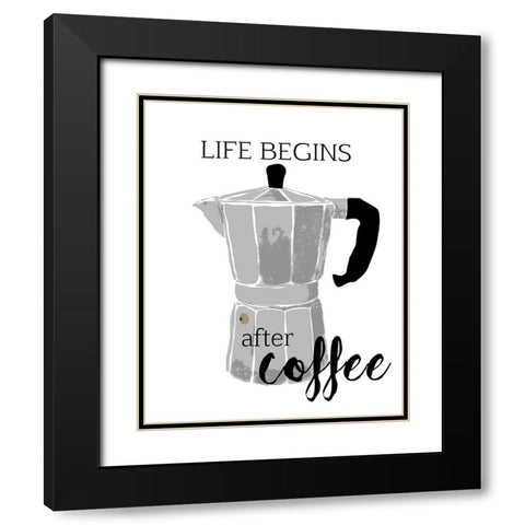 Begins After Coffee Black Modern Wood Framed Art Print with Double Matting by Santiago, Daniela
