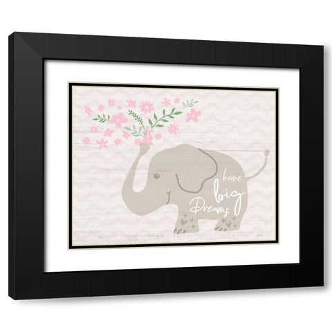 Floral Elephant Black Modern Wood Framed Art Print with Double Matting by Carpentieri, Natalie