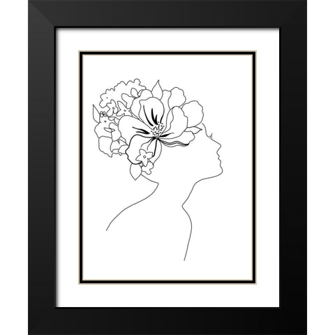 Fashion Floral Sketch I Black Modern Wood Framed Art Print with Double Matting by Tava Studios