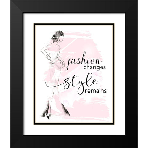 Fashion Changes Style Remains Black Modern Wood Framed Art Print with Double Matting by Tava Studios