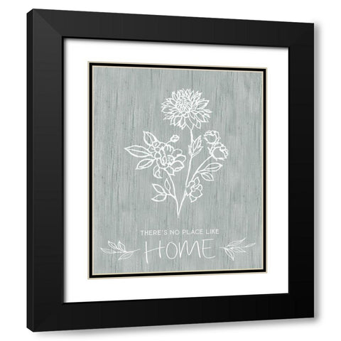 No Place Like Home Sketch Black Modern Wood Framed Art Print with Double Matting by Tava Studios