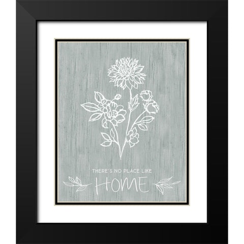 No Place Like Home Sketch Black Modern Wood Framed Art Print with Double Matting by Tava Studios