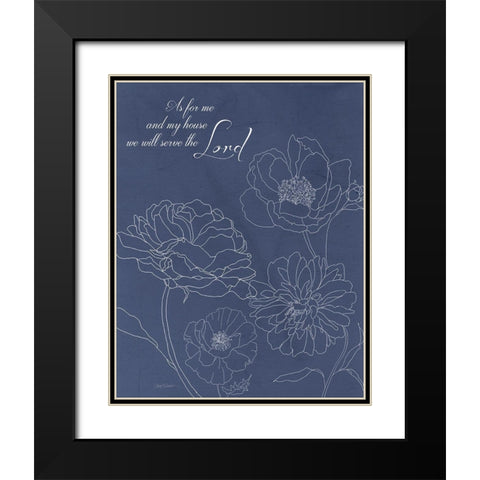 Serve the Lord Floral Sketch Black Modern Wood Framed Art Print with Double Matting by Robinson, Carol