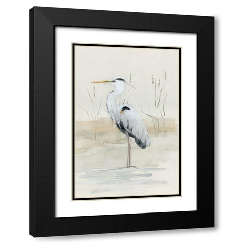 Heron II Black Modern Wood Framed Art Print with Double Matting by Swatland, Sally