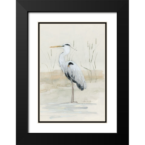 Heron II Black Modern Wood Framed Art Print with Double Matting by Swatland, Sally