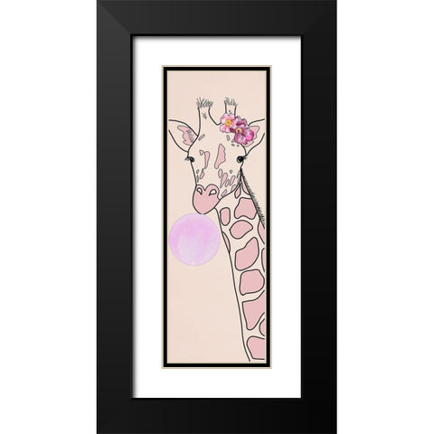 Bubblegum Giraffe II Black Modern Wood Framed Art Print with Double Matting by Santiago, Daniela
