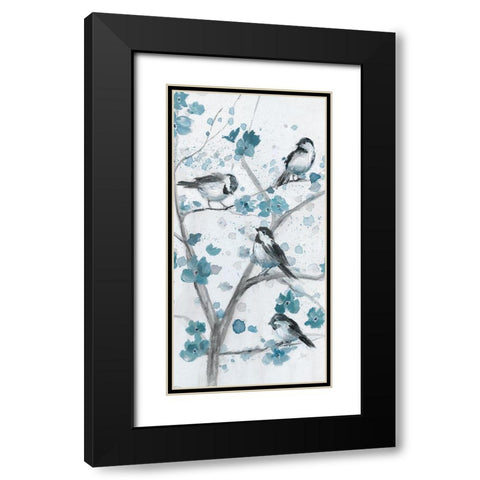 Blue Chickadees I Black Modern Wood Framed Art Print with Double Matting by Nan