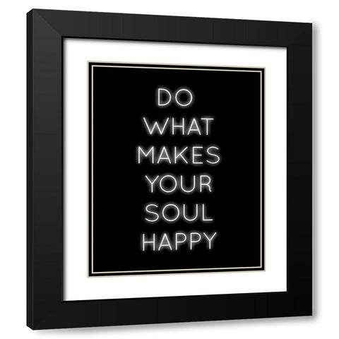 Soul Happy Black Modern Wood Framed Art Print with Double Matting by CAD Designs