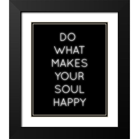 Soul Happy Black Modern Wood Framed Art Print with Double Matting by CAD Designs