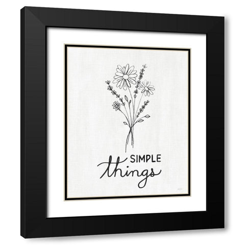 Simple Things Sketch Black Modern Wood Framed Art Print with Double Matting by Carpentieri, Natalie