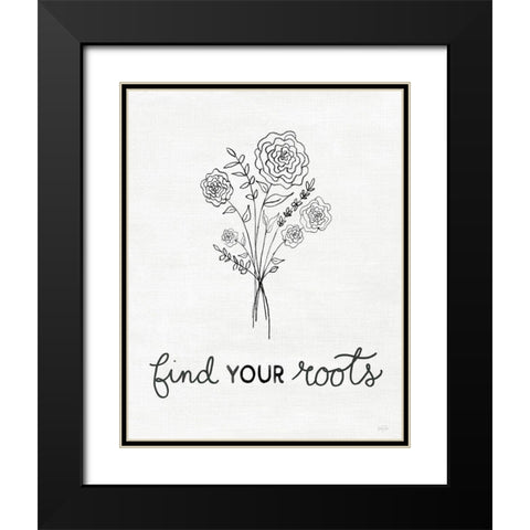 Find Your Roots Sketch Black Modern Wood Framed Art Print with Double Matting by Carpentieri, Natalie