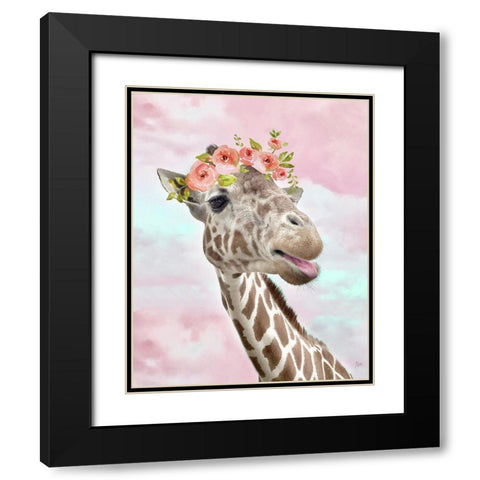 Floral Fun I Black Modern Wood Framed Art Print with Double Matting by Nan