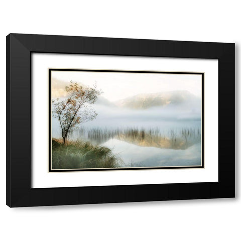 Golden Mirror of October Black Modern Wood Framed Art Print with Double Matting by Weisz, Irene