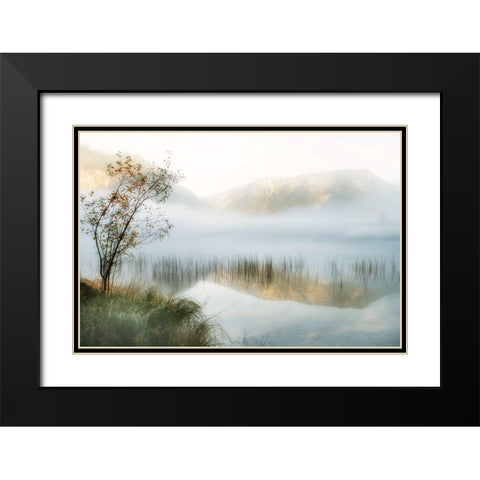 Golden Mirror of October Black Modern Wood Framed Art Print with Double Matting by Weisz, Irene