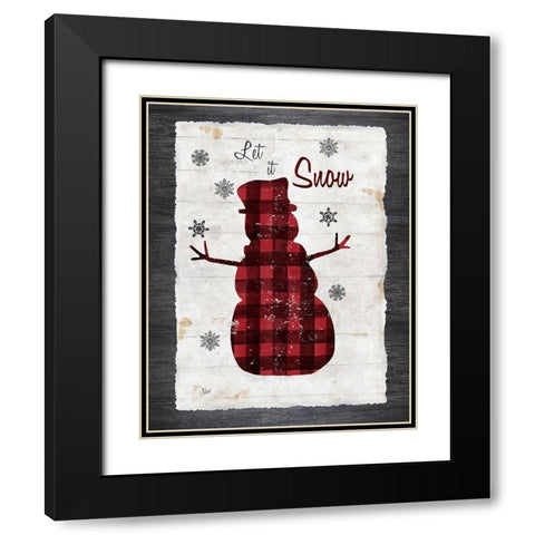 Checkered Snowman I Black Modern Wood Framed Art Print with Double Matting by Nan