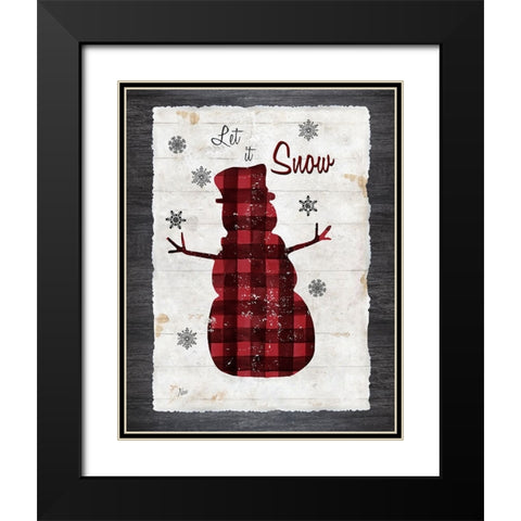 Checkered Snowman I Black Modern Wood Framed Art Print with Double Matting by Nan