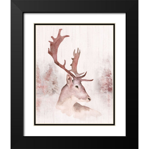 Blush Deer Black Modern Wood Framed Art Print with Double Matting by Swatland, Katie