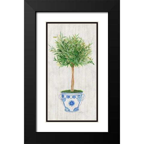 Sage Topiary Black Modern Wood Framed Art Print with Double Matting by Tava Studios