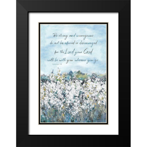 Be Strong Flower Field Black Modern Wood Framed Art Print with Double Matting by Robinson, Carol
