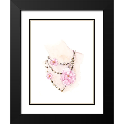 Bead Floral Necklace Black Modern Wood Framed Art Print with Double Matting by Chang, Stella