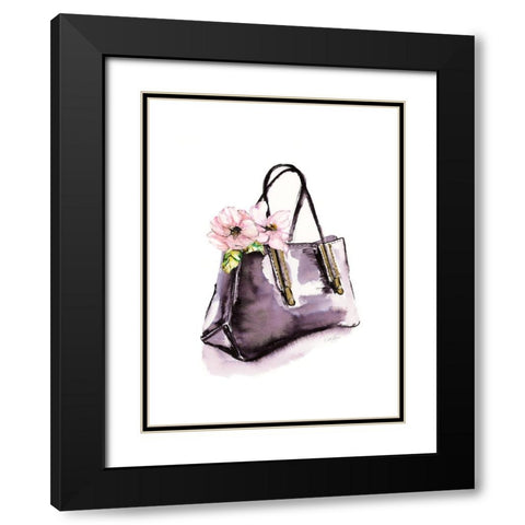Handbag With Flower Black Modern Wood Framed Art Print with Double Matting by Chang, Stella