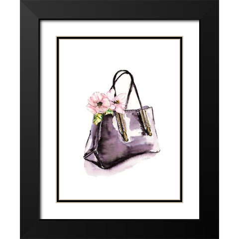 Handbag With Flower Black Modern Wood Framed Art Print with Double Matting by Chang, Stella