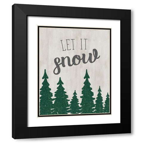 Let It Snow Forest Black Modern Wood Framed Art Print with Double Matting by CAD Designs