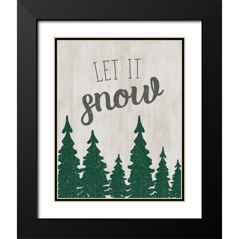 Let It Snow Forest Black Modern Wood Framed Art Print with Double Matting by CAD Designs